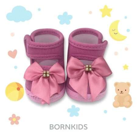 Sapatinho Luxo baby Rosa c/ Laço