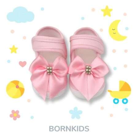 Sapatinho Luxo Rosa Bebê c/ Laço