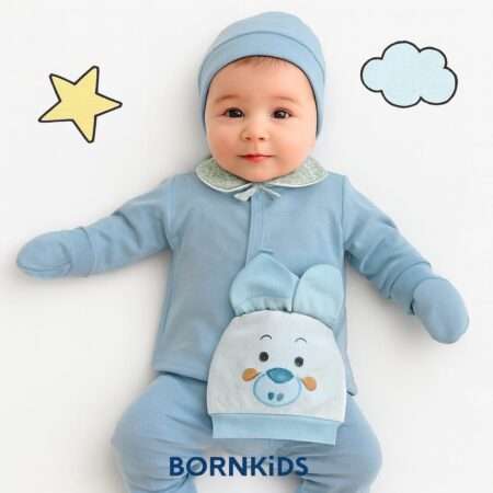 Conjunto Pagã Touca Bordada (5 peças) Azul