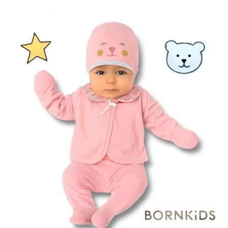 Conjunto Pagã Touca Bordada (5 peças) Rosa