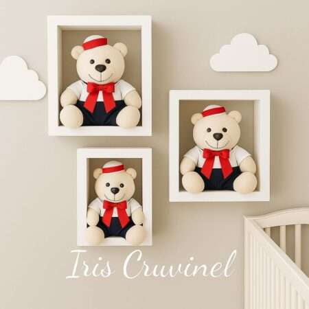 Trio de Urso de Pelúcia Anti-Alérgica Vermelho