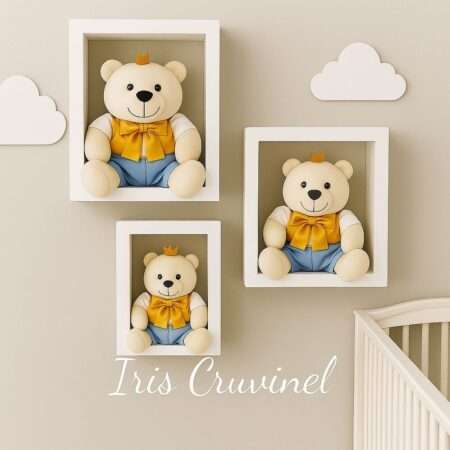 Trio de Urso de Pelúcia Anti-Alérgica Príncipe
