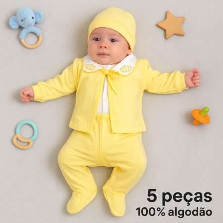 Conjunto Pagã Gola Piquê (5 peças) Amarelo