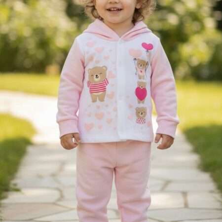 Conjunto Inverno (2 peças) Casaco + Calça Rosa Bebê