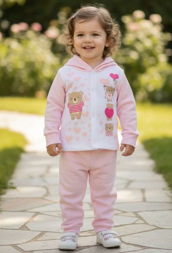 Conjunto Inverno (2 peças) Casaco + Calça Rosa Bebê