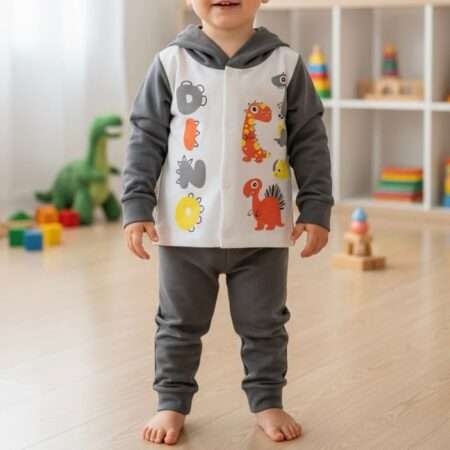 Conjunto Inverno (2 peças) Casaco + Calça Cinza Dino
