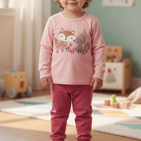 Conjunto Inverno (2 peças) Casaco + Calça Rosa